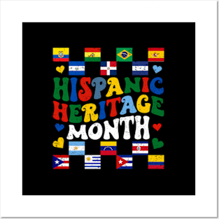 Hispanic Heritage Month National Latino Countries Flags Posters and Art